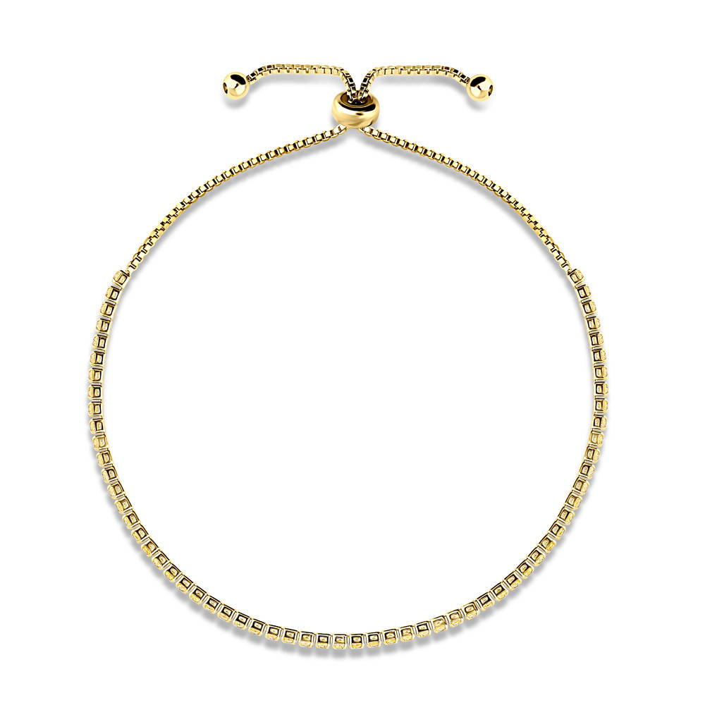 Angle view of CZ Tennis Bracelet Gold Flashed, Yellow Color