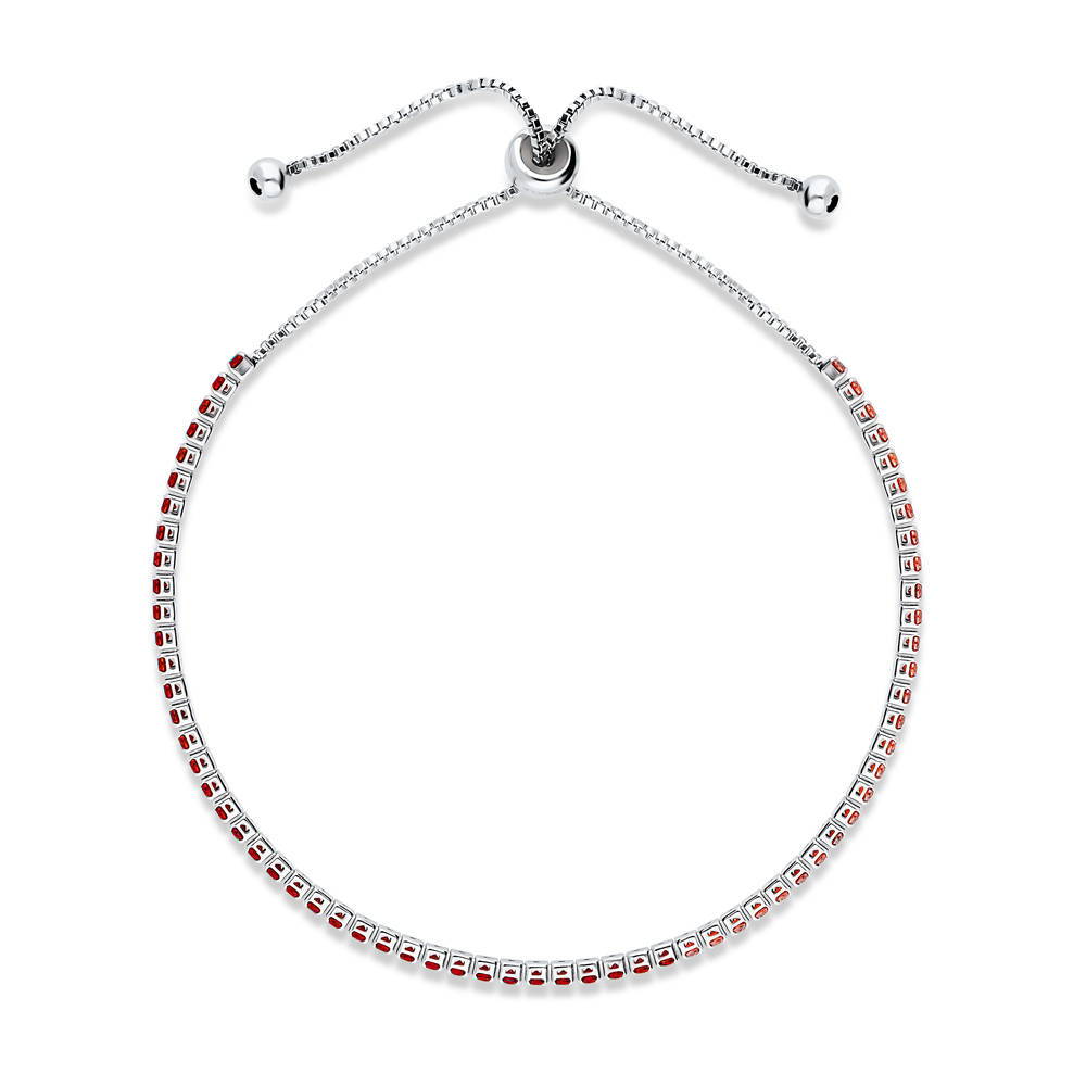 Angle view of CZ Tennis Bracelet Gold Flashed, Red Color