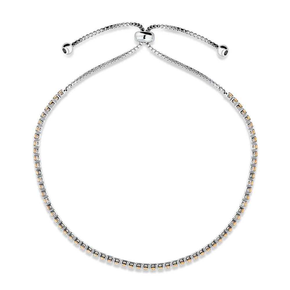 Angle view of CZ Tennis Bracelet Gold Flashed, Champagne Color