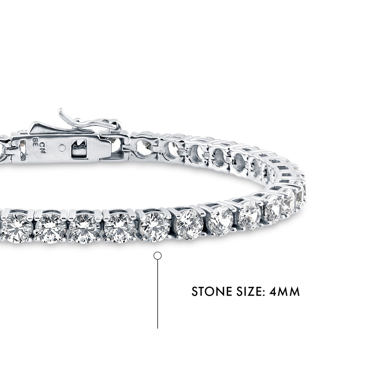 Round CZ Tennis Bracelet, Rhodium Plated / 6.5 inch