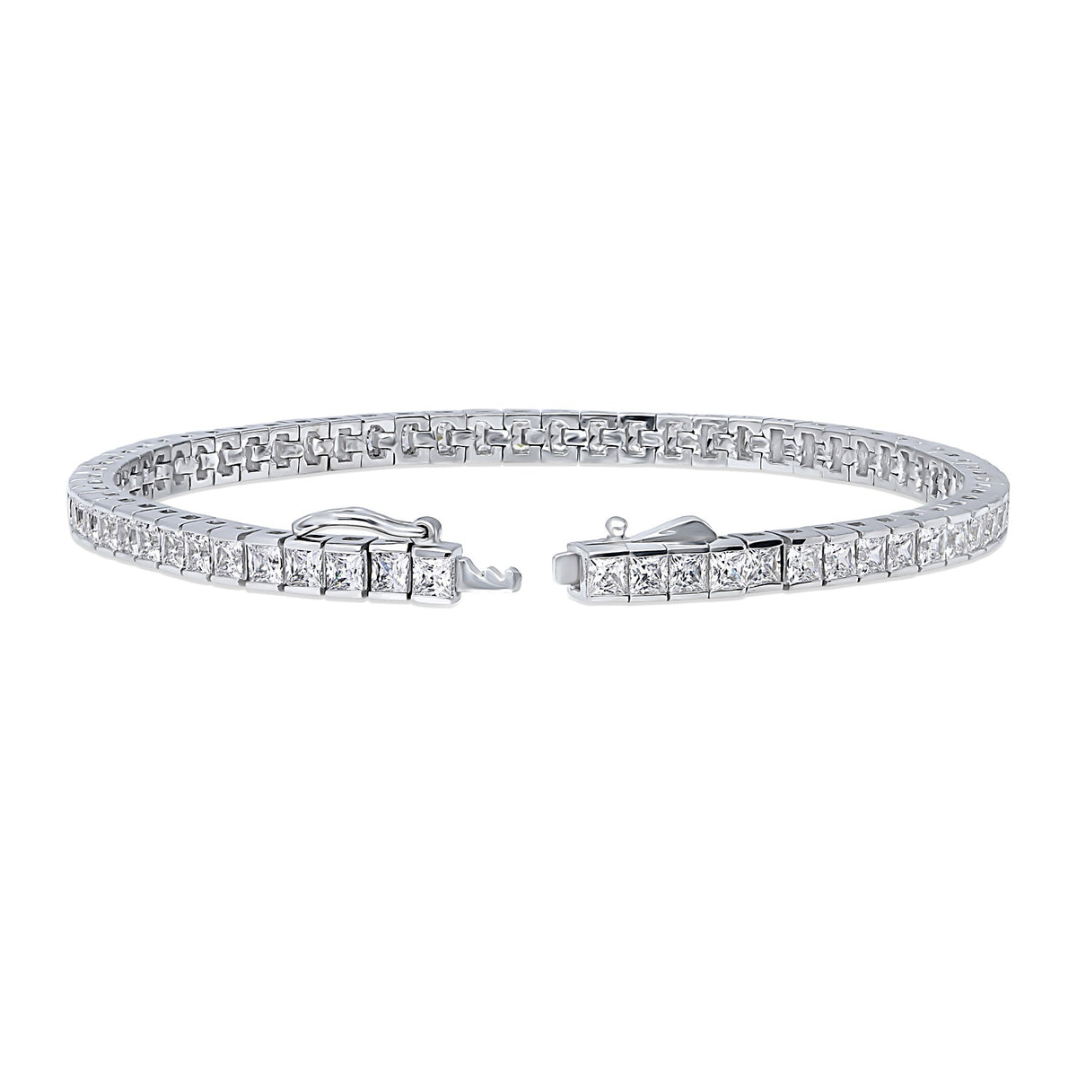 Princess CZ Tennis Bracelet, Rhodium Plated / 6.5 inch