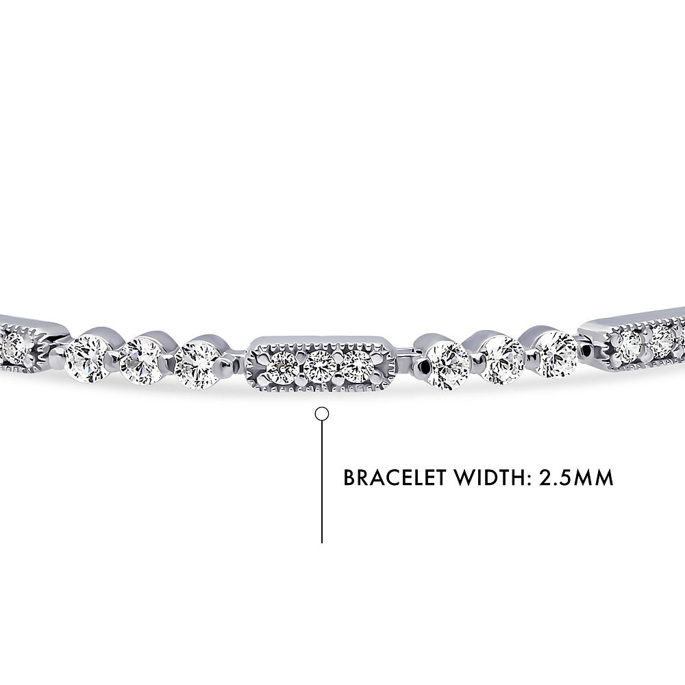 Art Deco Milgrain CZ Chain Bracelet in Sterling Silver