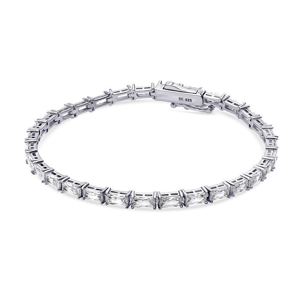 Baguette CZ Tennis Bracelet in Sterling Silver