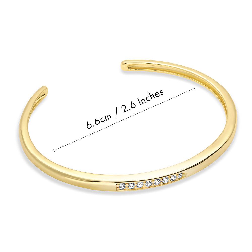 Front view of CZ Cuff in Sterling Silver, Yellow Gold Flashed