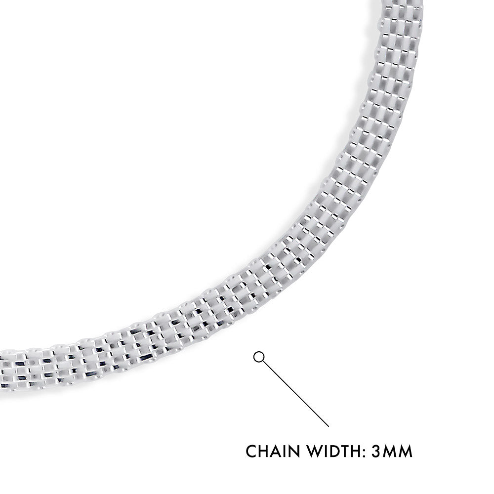 Front view of Chain Bracelet in Sterling Silver 3mm, No Plating