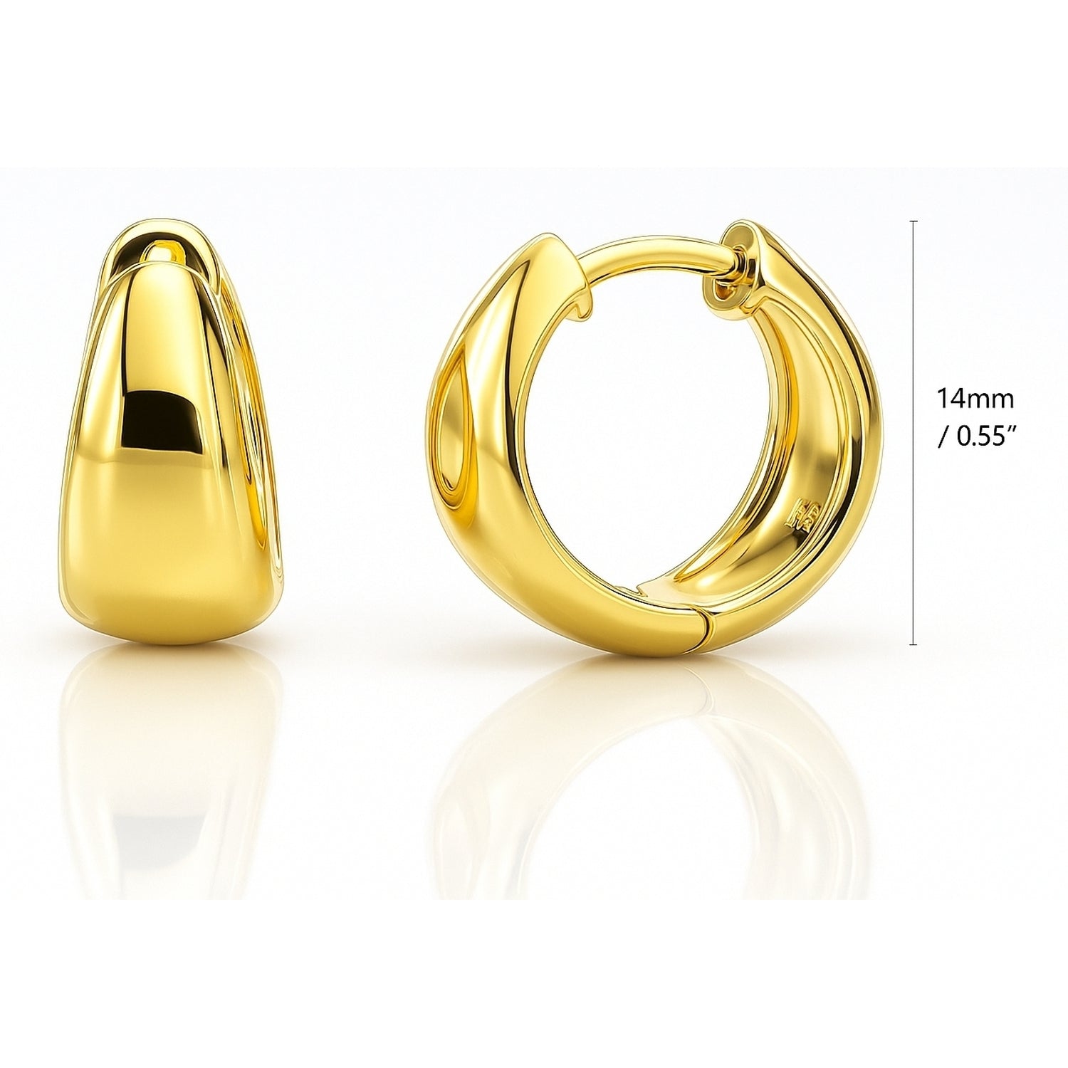 Dome Huggie Earrings in Gold Flashed Sterling Silver, 2 Pairs