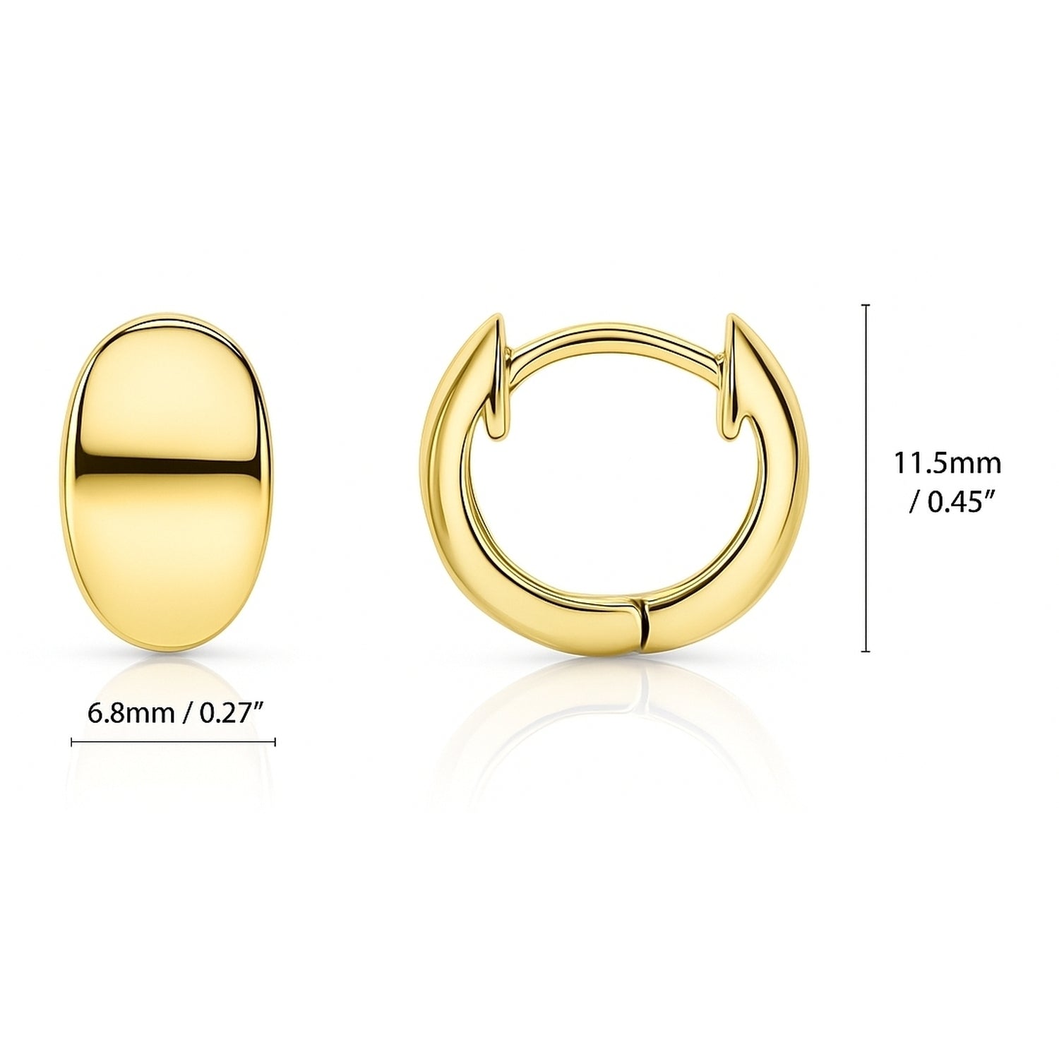 Dome Huggie Earrings in Gold Flashed Sterling Silver, 2 Pairs