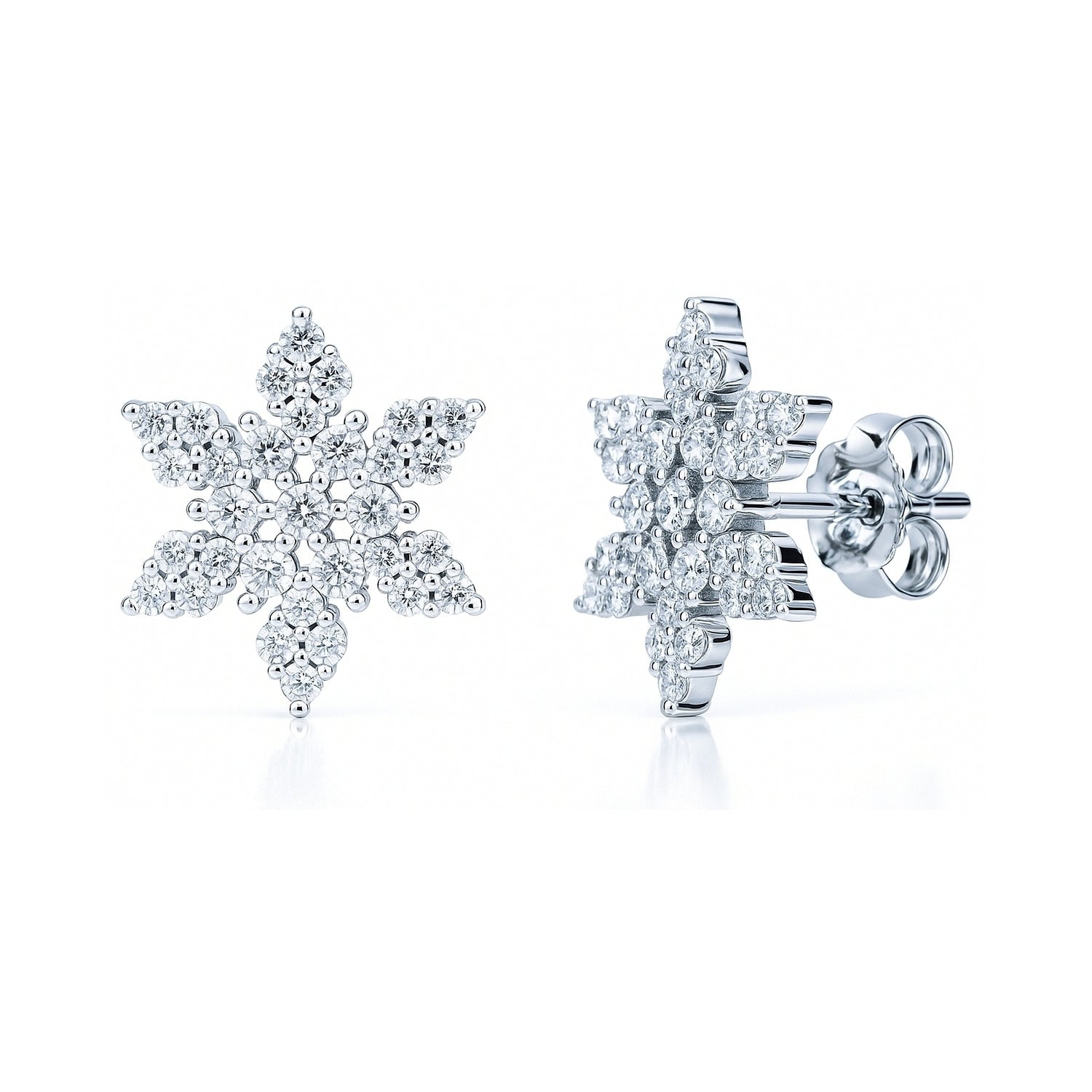 Snowflake CZ Stud Earrings in Sterling Silver
