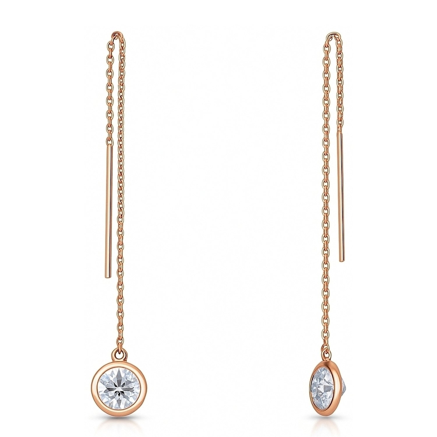 CZ Threader Earrings in Gold Flashed Sterling Silver, 3 Pairs