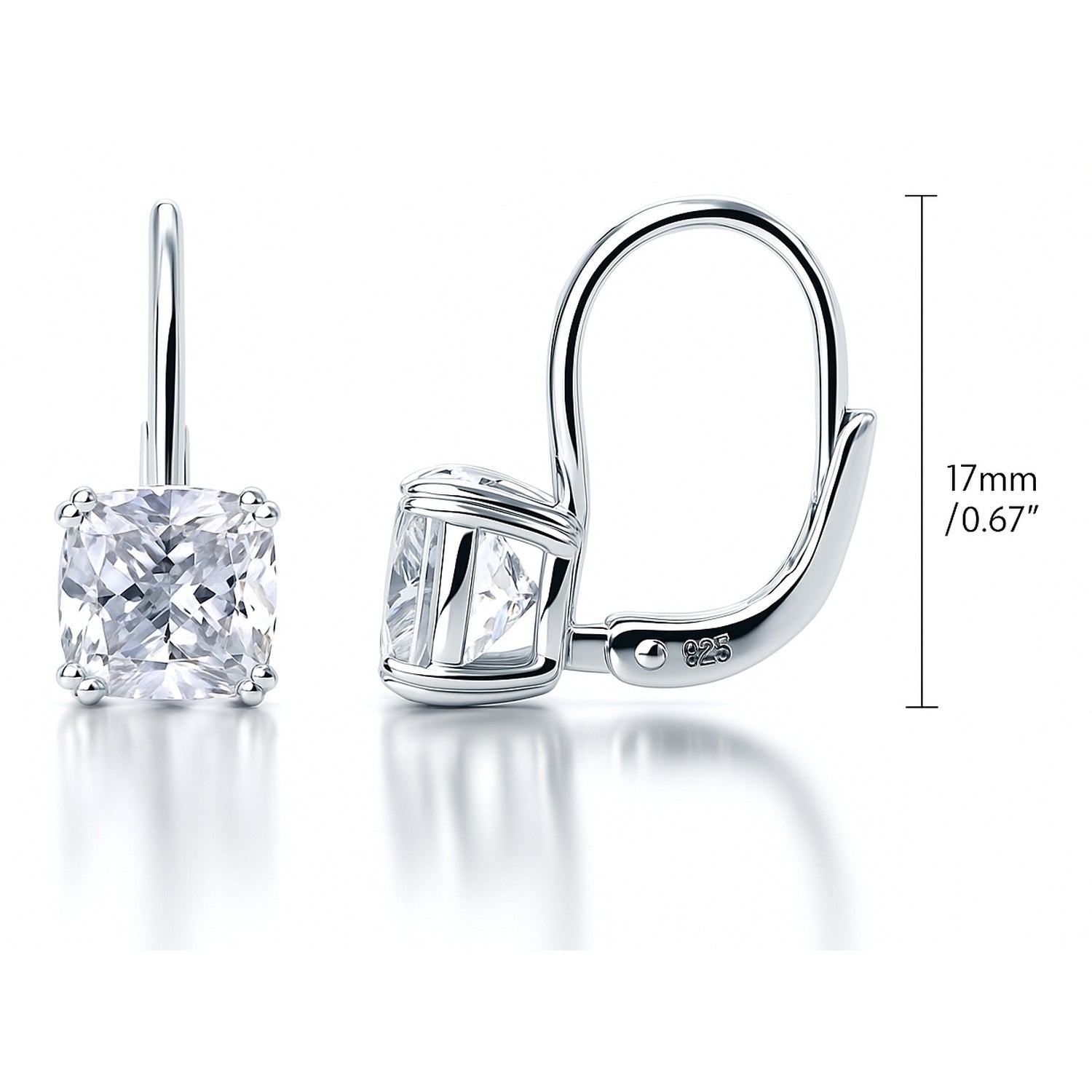 Solitaire CZ Earrings in Gold Flashed Sterling Silver, 2 Pairs