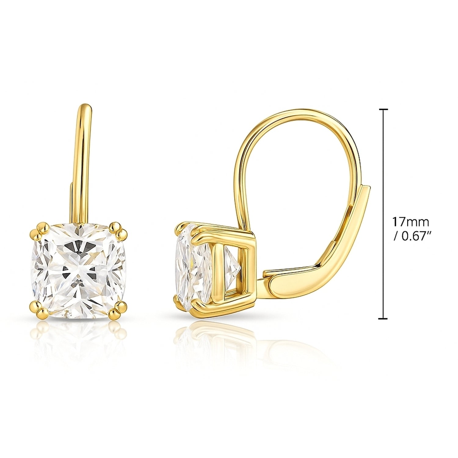 Solitaire CZ Earrings in Gold Flashed Sterling Silver, 2 Pairs