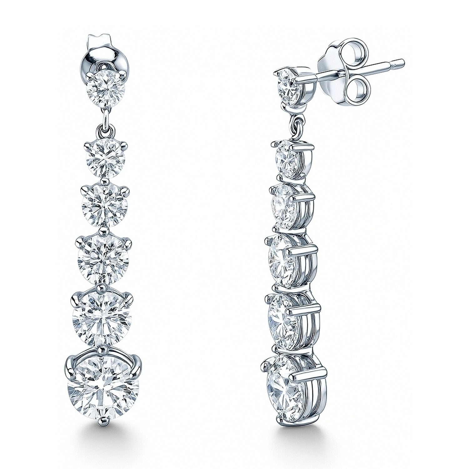 Graduated CZ Earrings in Sterling Silver