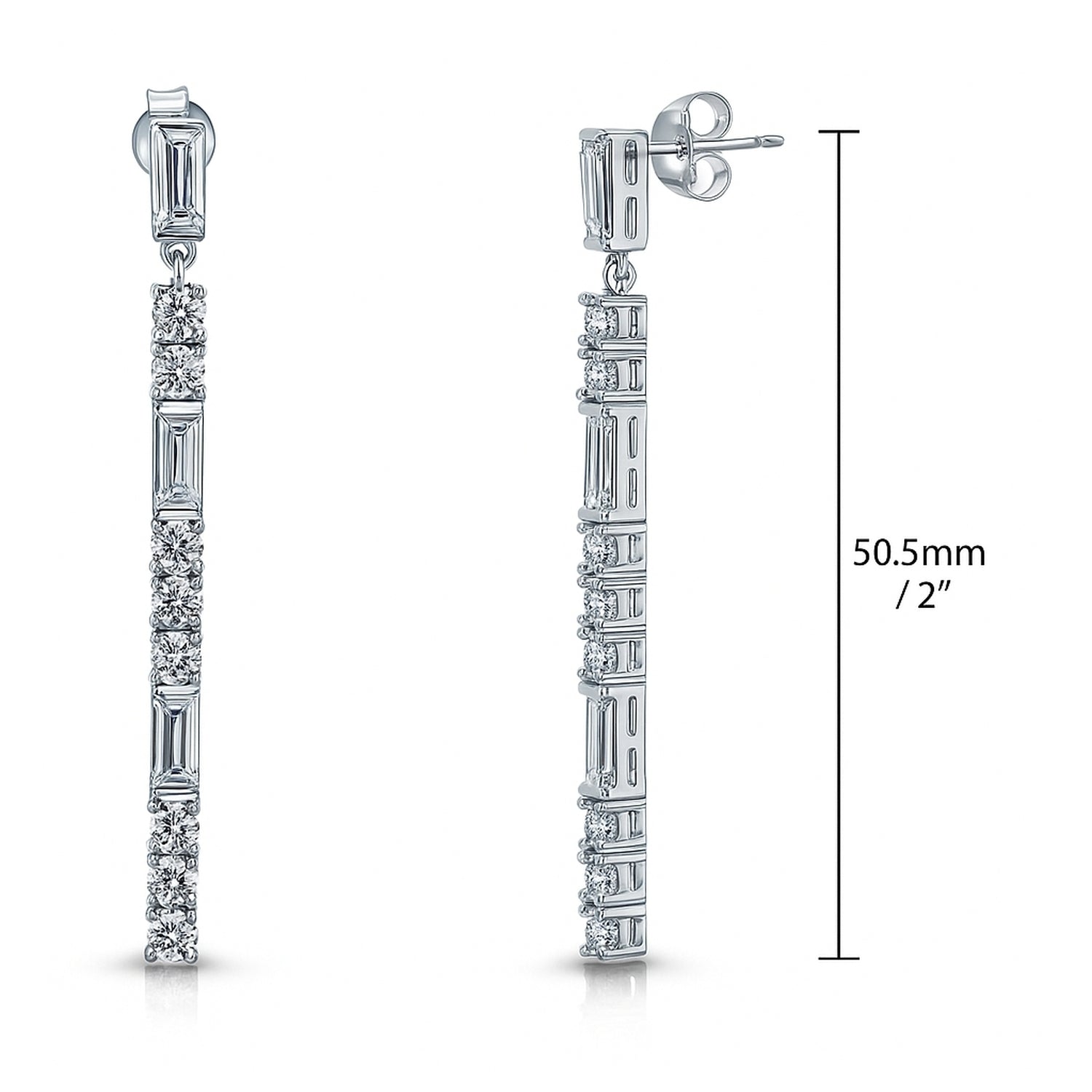 Bar Art Deco CZ Earrings in Sterling Silver