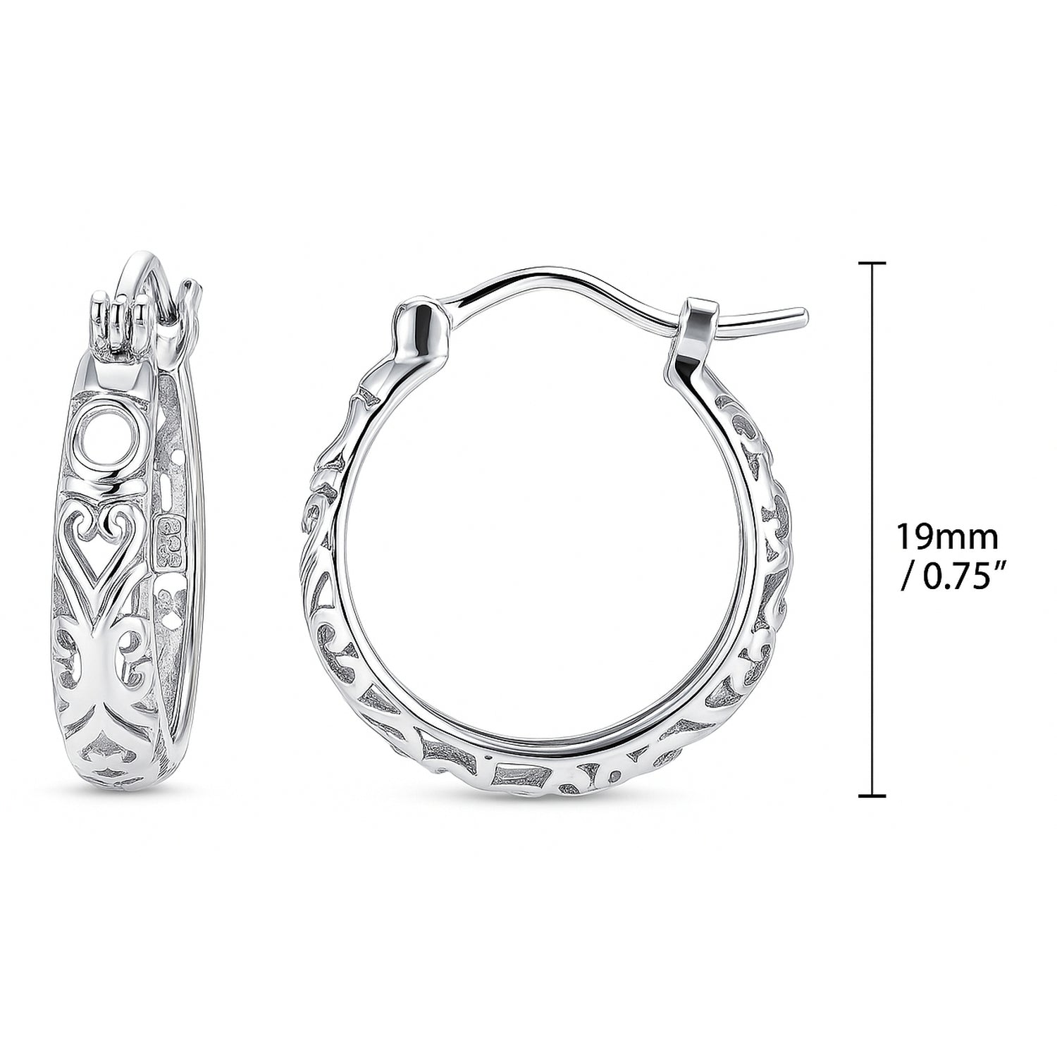 Filigree Hoop Earrings in Gold Flashed Sterling Silver, 2 Pairs