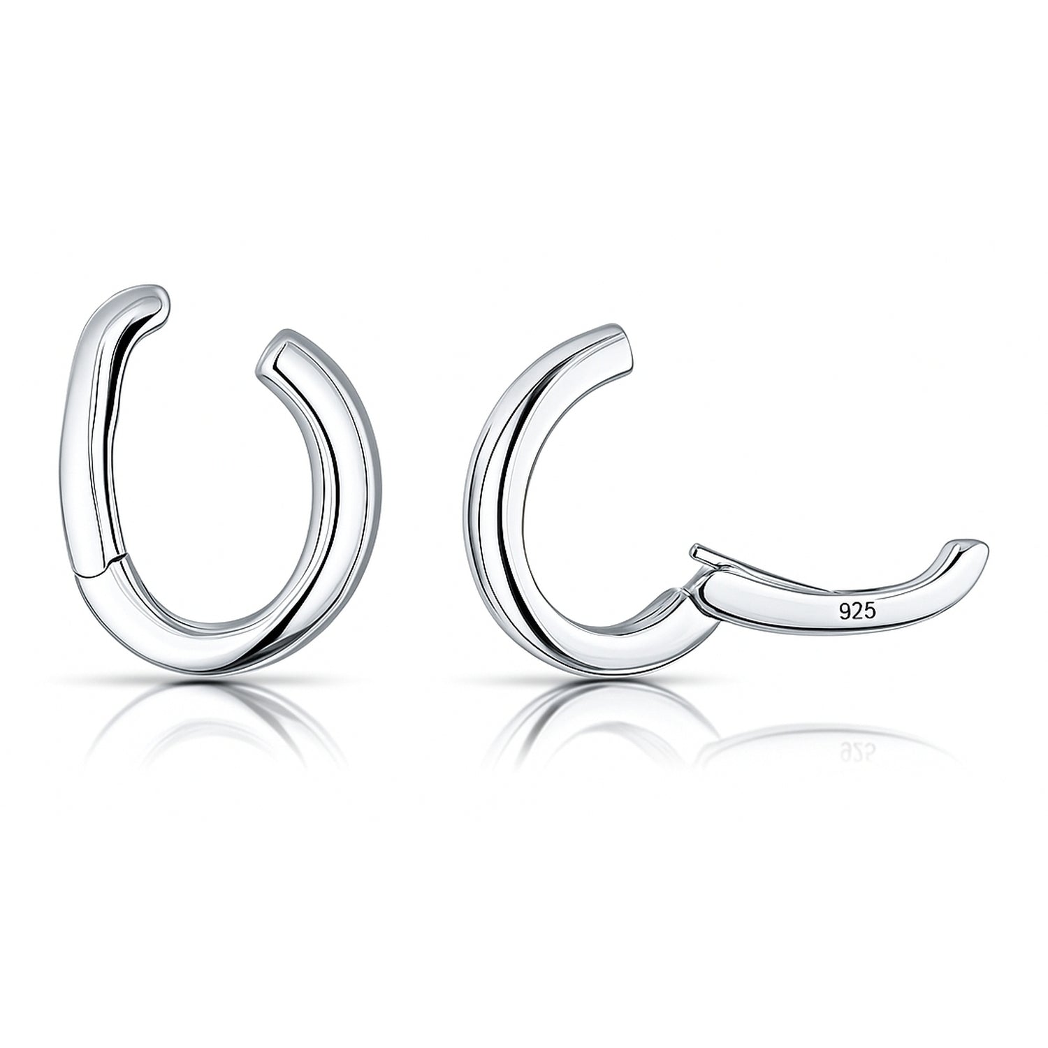 Ear Cuff Cartilage Earrings in Sterling Silver, Rhodium Plated