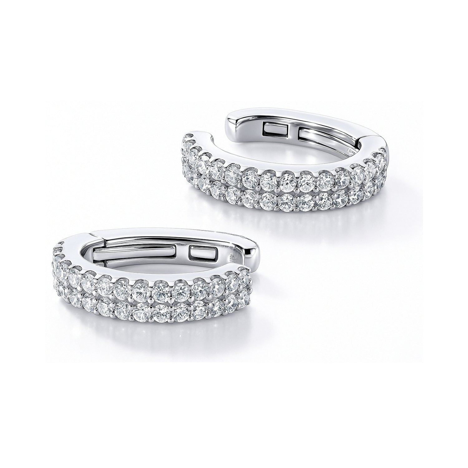 CZ Ear Cuff Cartilage Earrings in Sterling Silver, Rhodium Plated