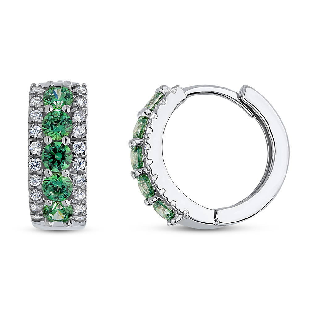 5-Stone CZ Mini Huggie Earrings in Sterling Silver 0.5"