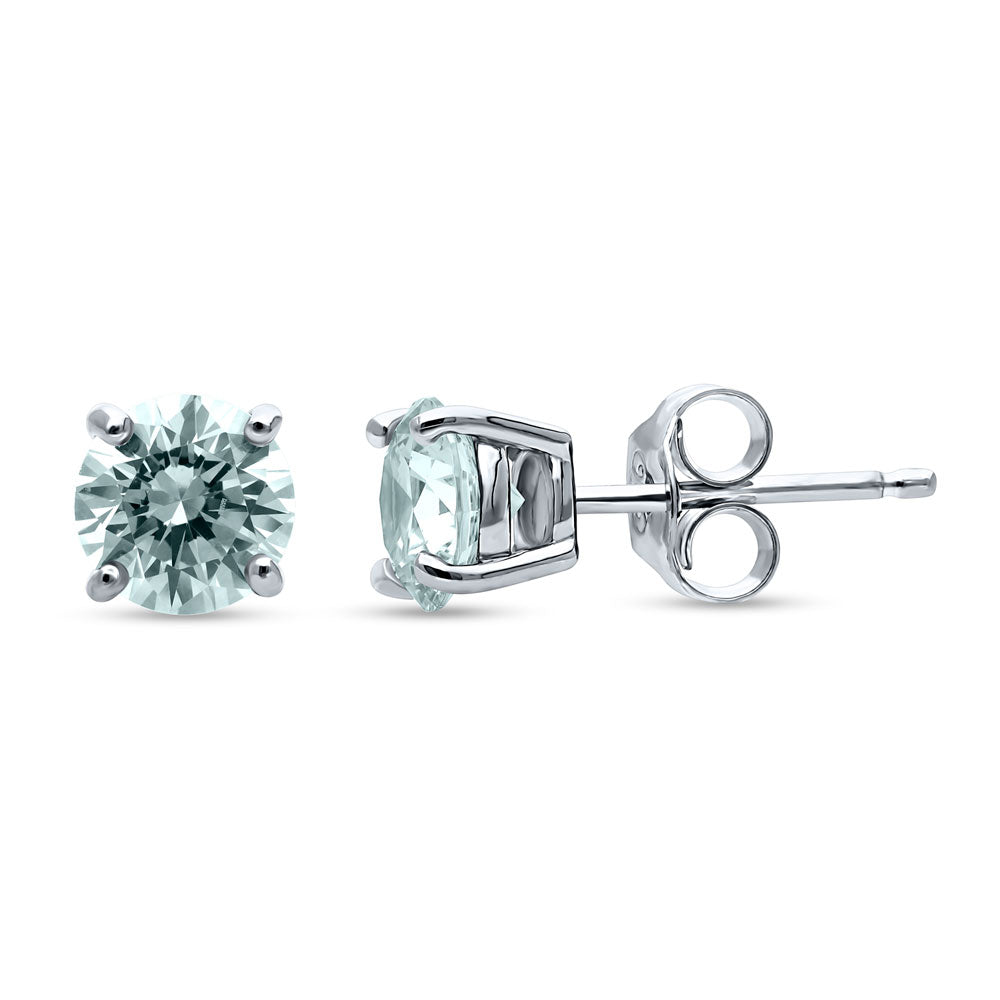 Solitaire 1.6ct CZ Cartilage Stud Earrings in Sterling Silver, Frosty Mint