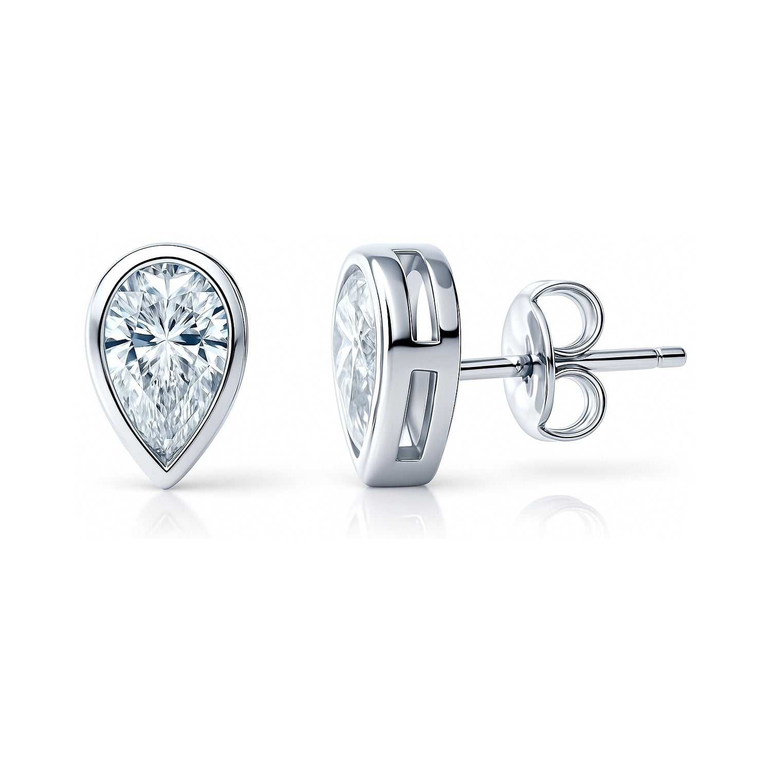 Solitaire 0.8ct/1.6ct Bezel Pear CZ Set in Sterling Silver