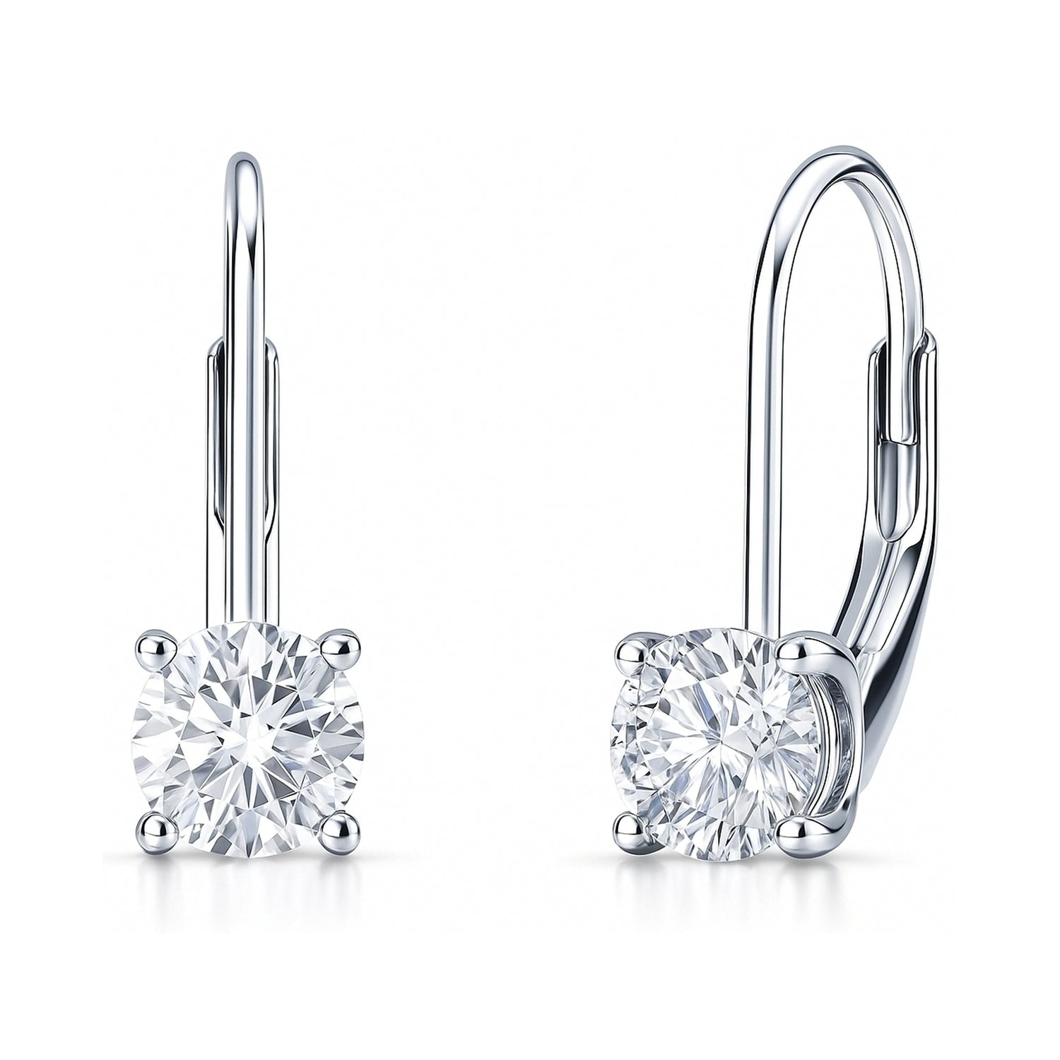 Solitaire CZ Earrings in Gold Flashed Sterling Silver, 2 Pairs