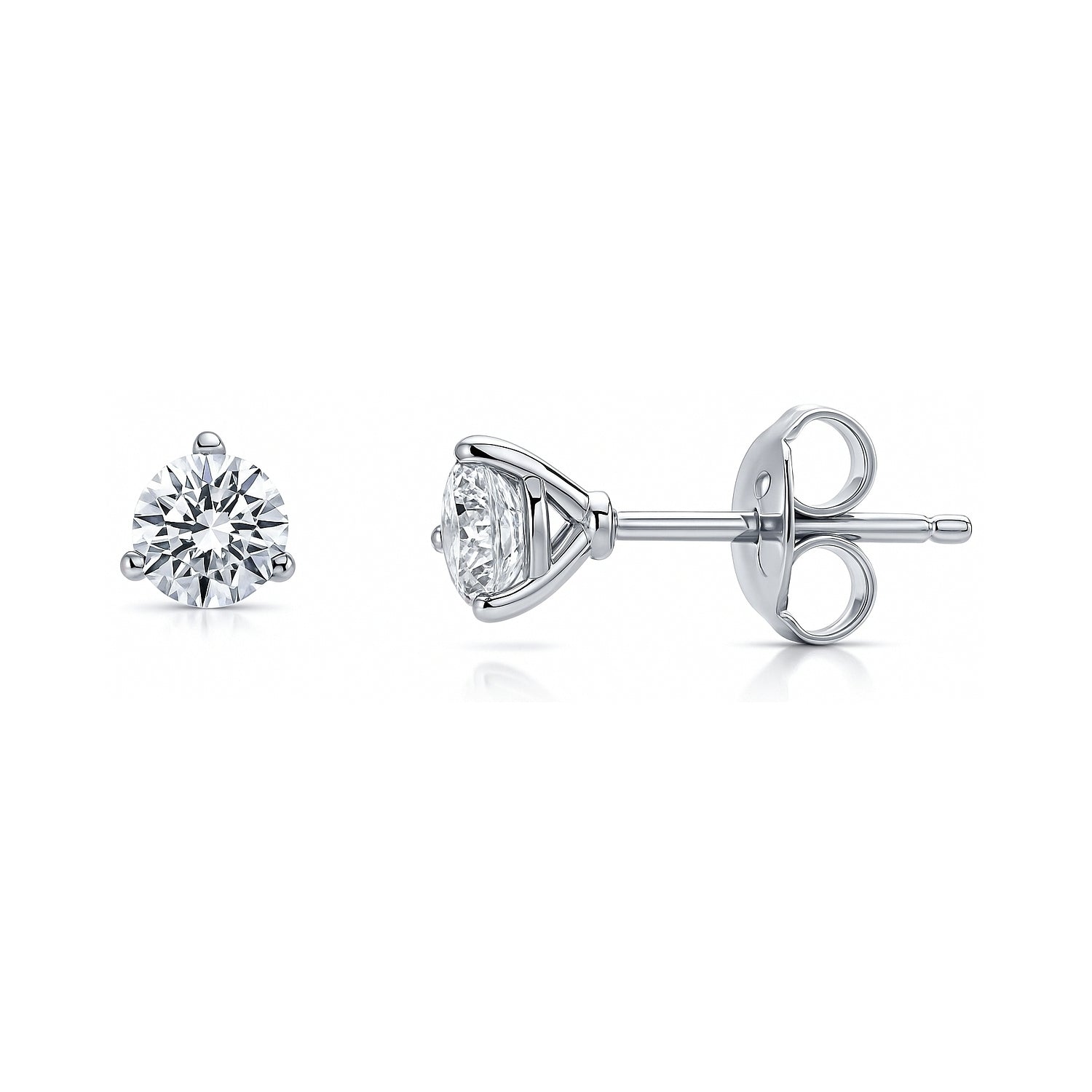 Solitaire CZ Stud Earrings in Sterling Silver, 5mm