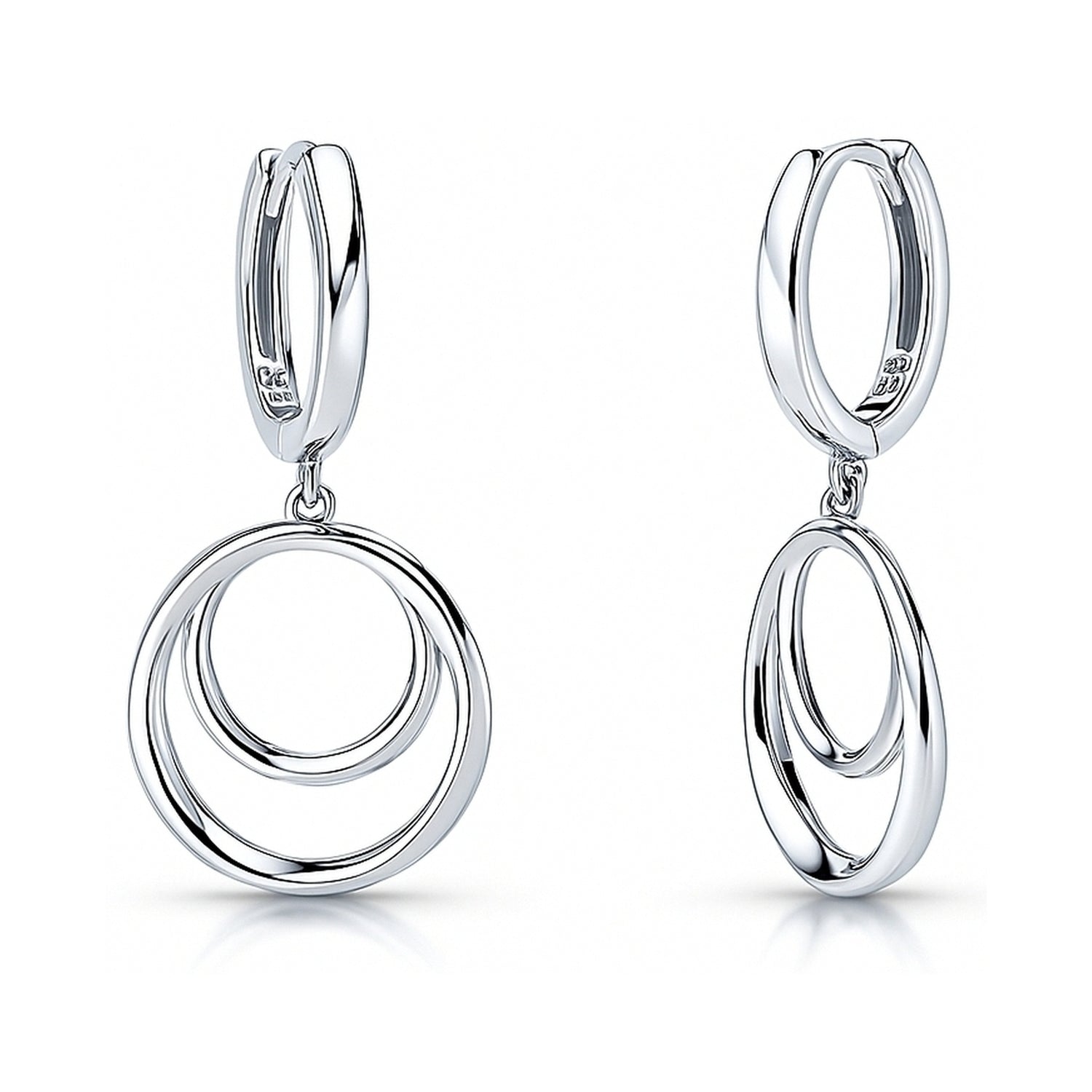 Open Circle Dangle Earrings in Sterling Silver