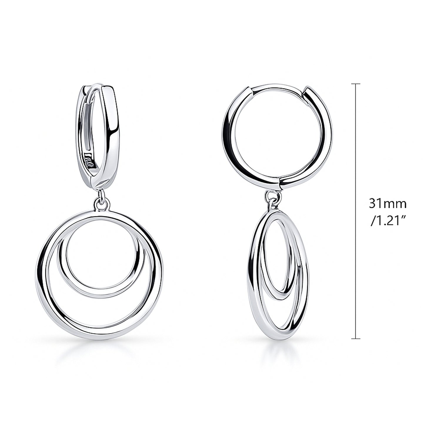 Open Circle Dangle Earrings in Sterling Silver
