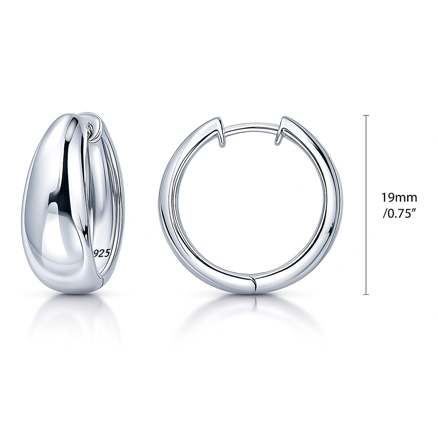 Dome Hoop Earrings in Gold Flashed Sterling Silver 0.8", 2 Pairs
