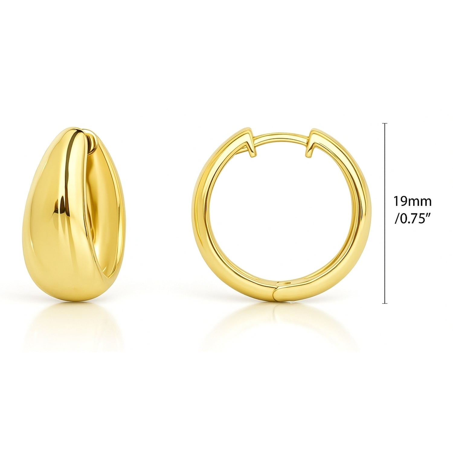 Dome Hoop Earrings in Gold Flashed Sterling Silver 0.8", 2 Pairs