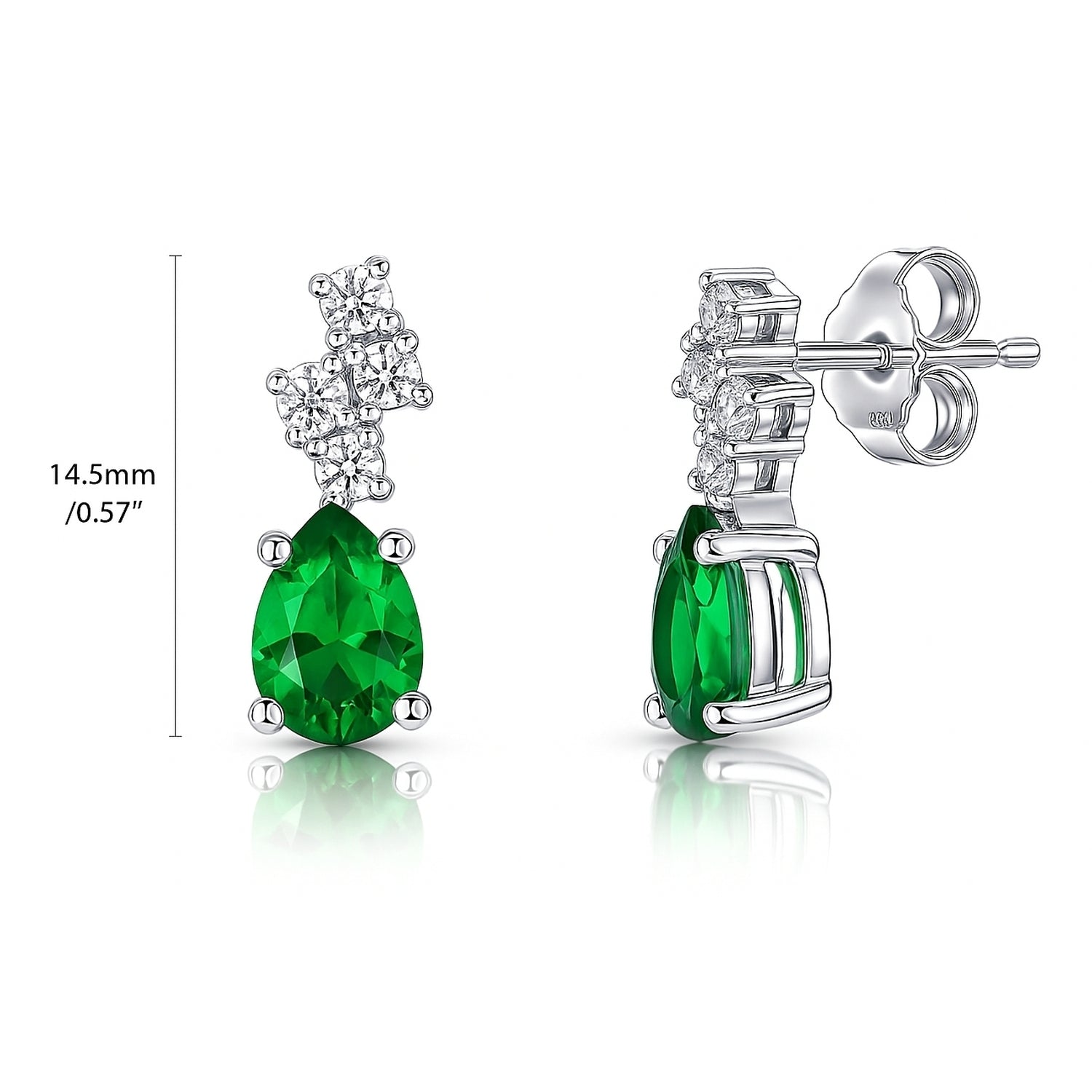 Cluster Emerald-Green CZ Stud Earrings in Sterling Silver