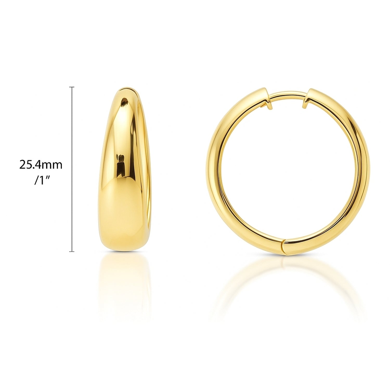 Dome Hoop Earrings in Gold Flashed Sterling Silver 1", 2 Pairs