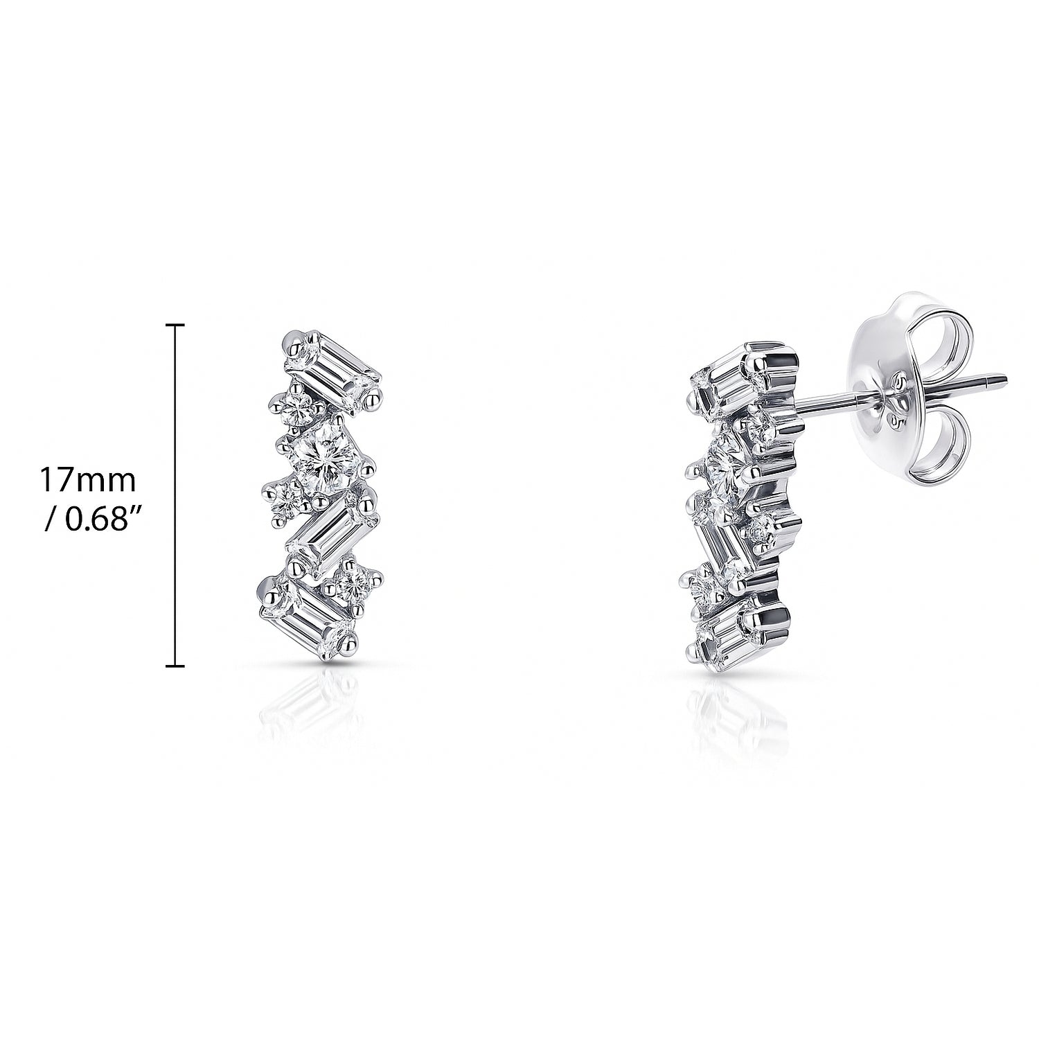 Cluster Bar CZ Stud Earrings in Sterling Silver
