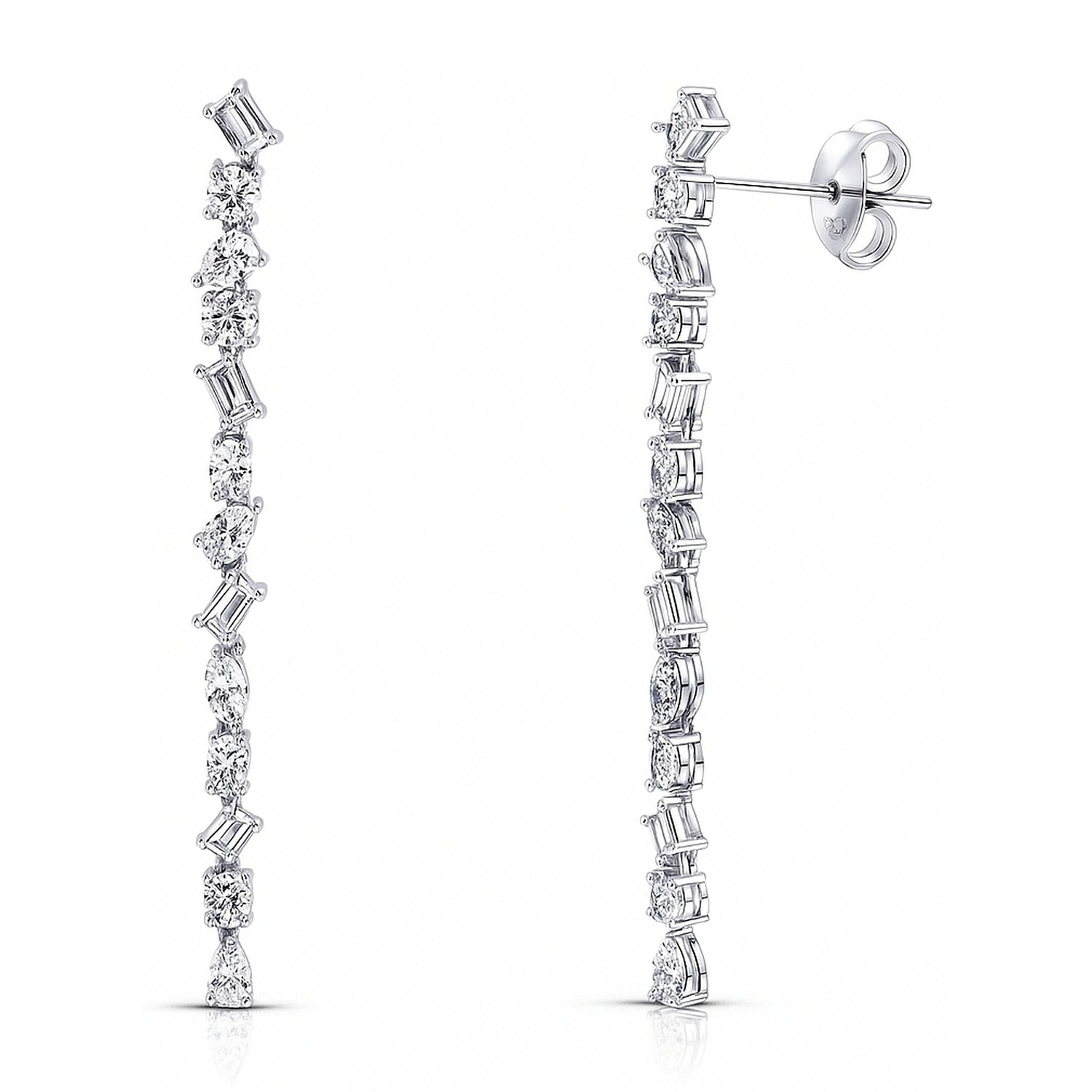 Cluster Bar CZ Chandelier Earrings in Sterling Silver