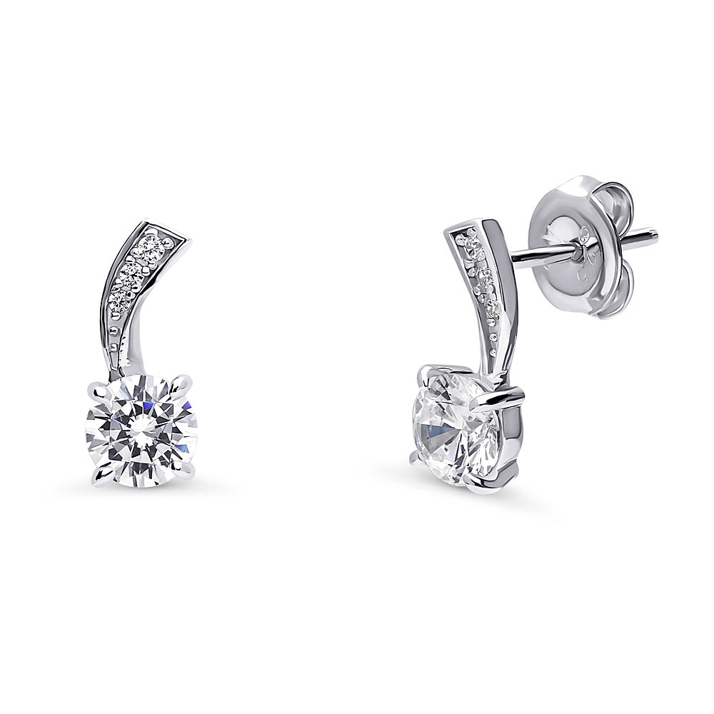 Woven CZ Stud Earrings in Sterling Silver
