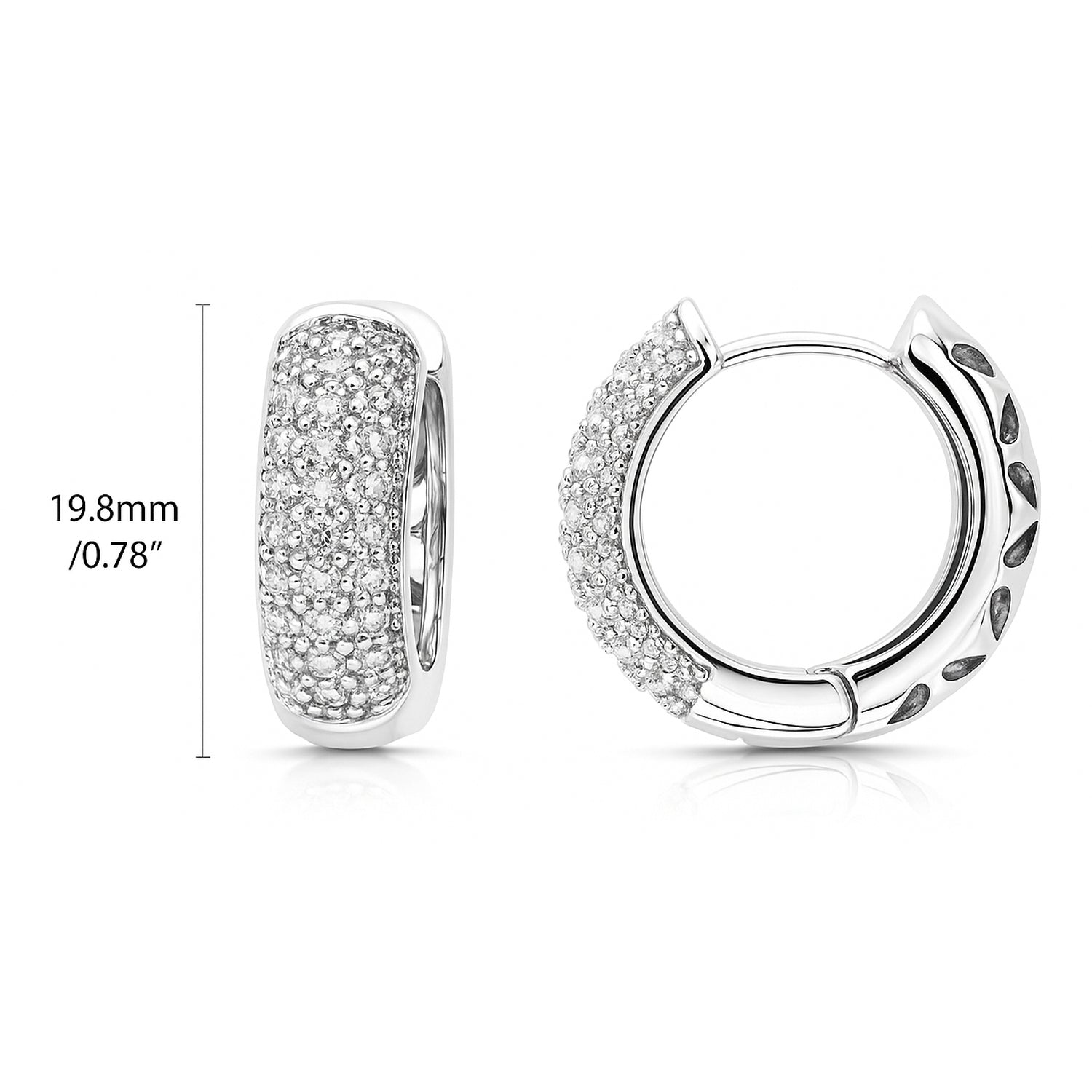 Dome CZ Small Hoop Earrings 0.8 inch, Silver-Tone