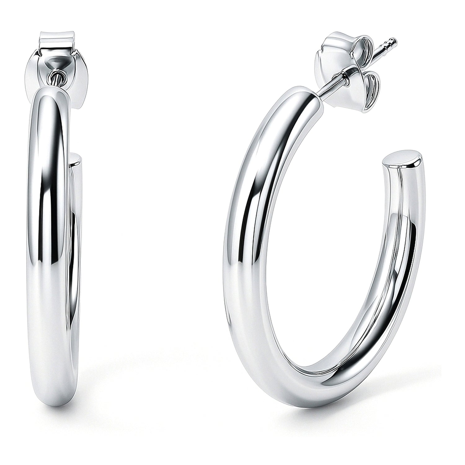 Small Hoop Earrings, 1 inch, Silver-tone