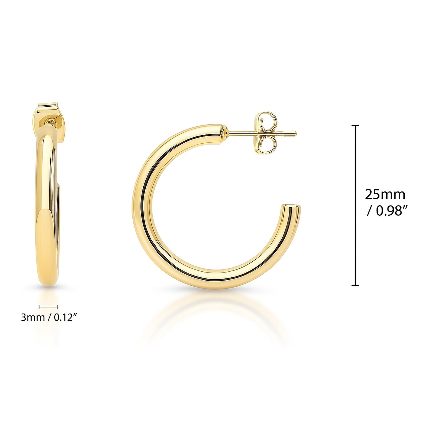 Small Hoop Earrings, 1 inch, Gold-tone