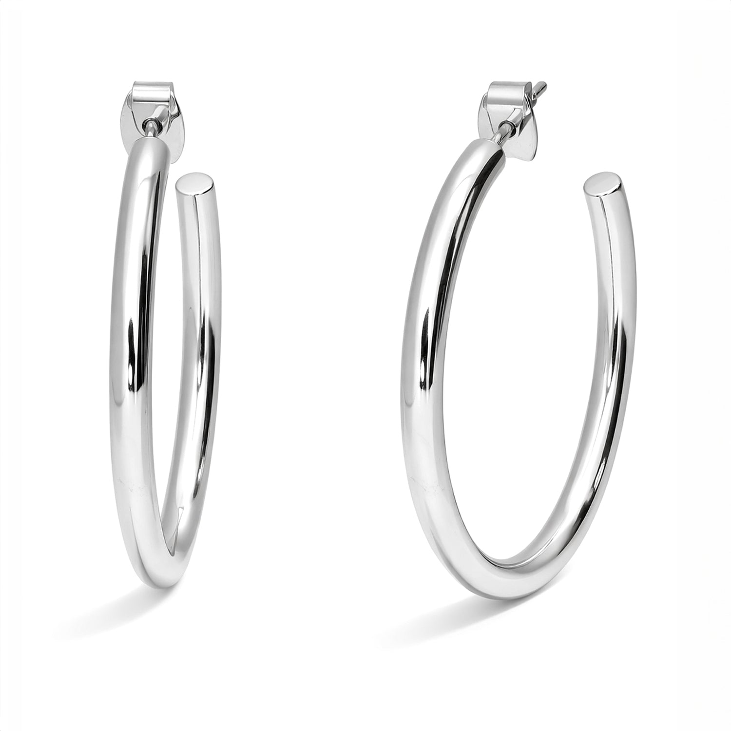 Small Hoop Earrings, 1.4 inch, Silver-tone