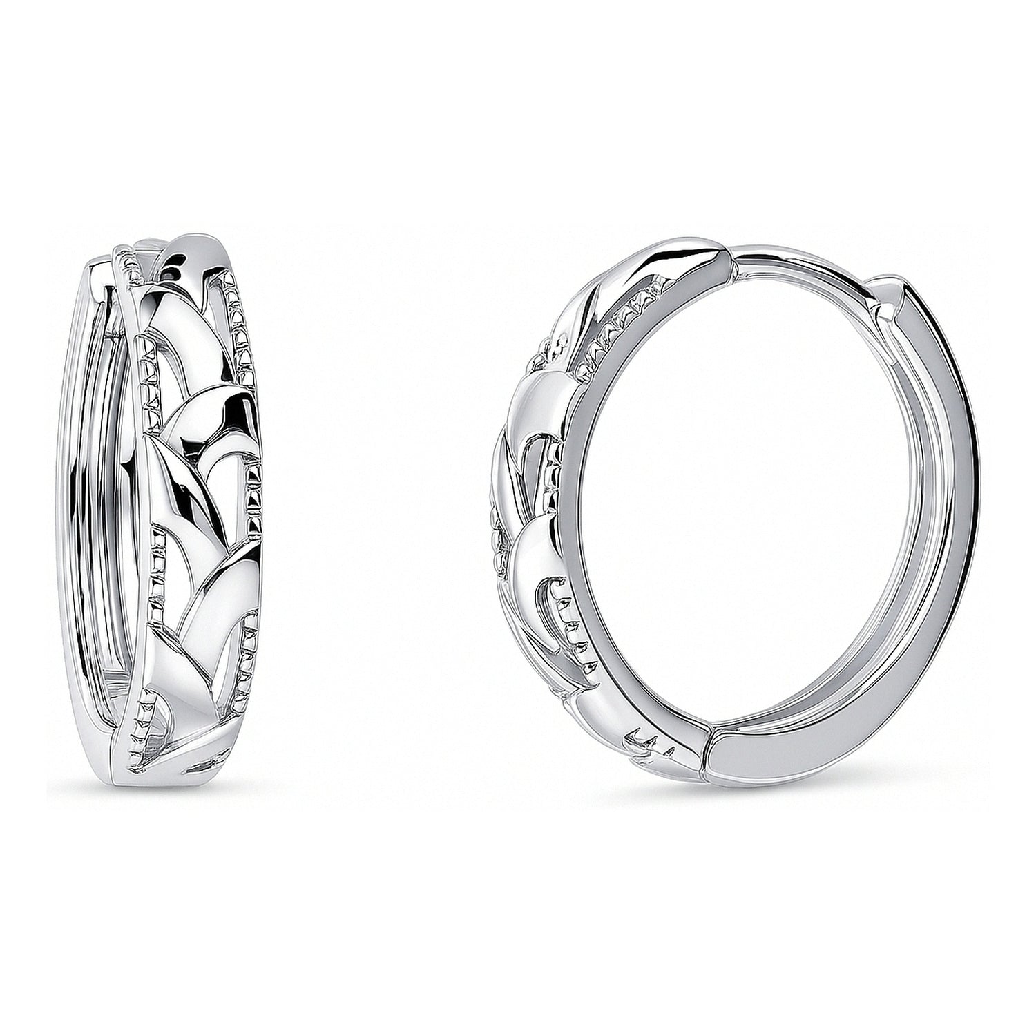 Woven Small Hoop Earrings in Sterling Silver 0.6"