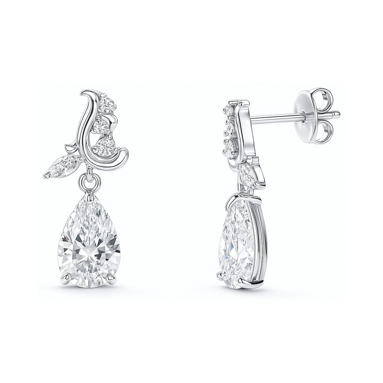 Filigree CZ Dangle Earrings in Sterling Silver