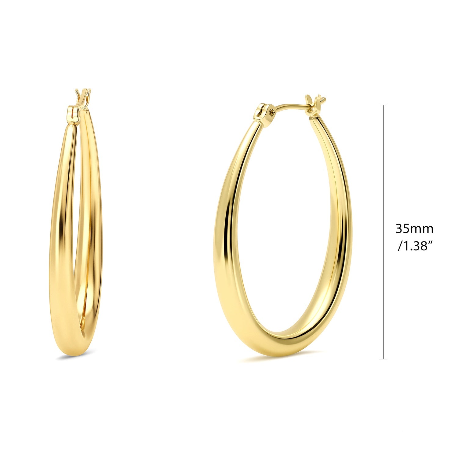 Teardrop Hoop Earrings 1.4 inch, Gold-tone