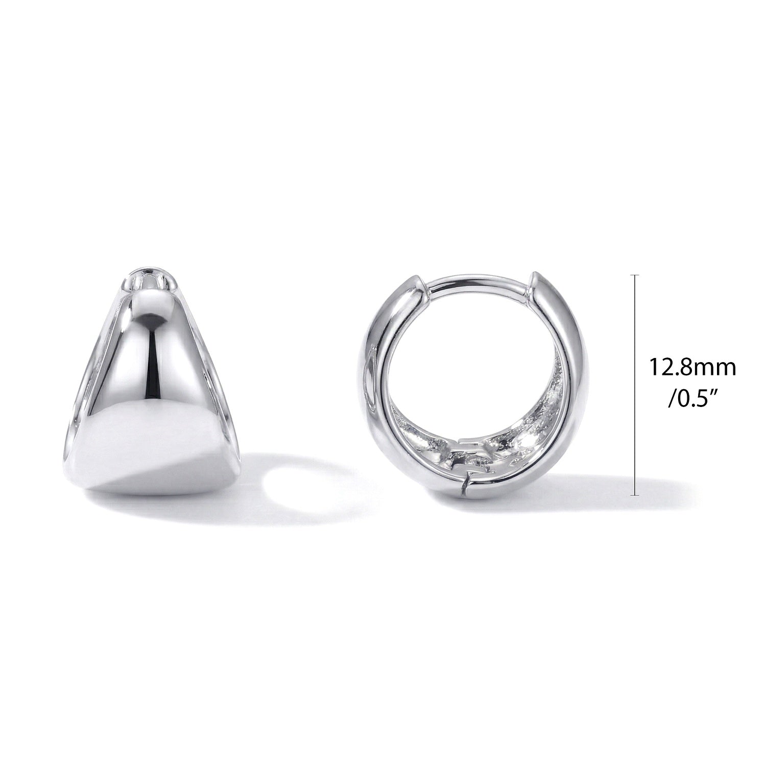 Dome Mini Huggie Earrings 0.5 inch, Rhodium Plated
