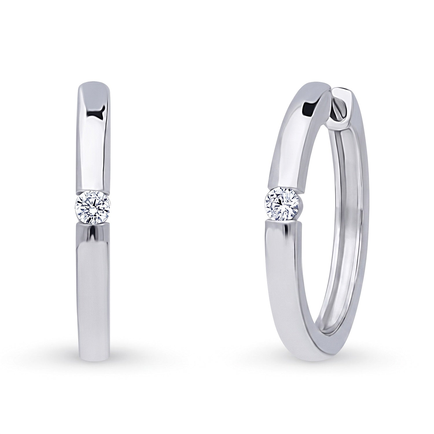 Solitaire CZ Small Hoop Earrings, 0.8 inch