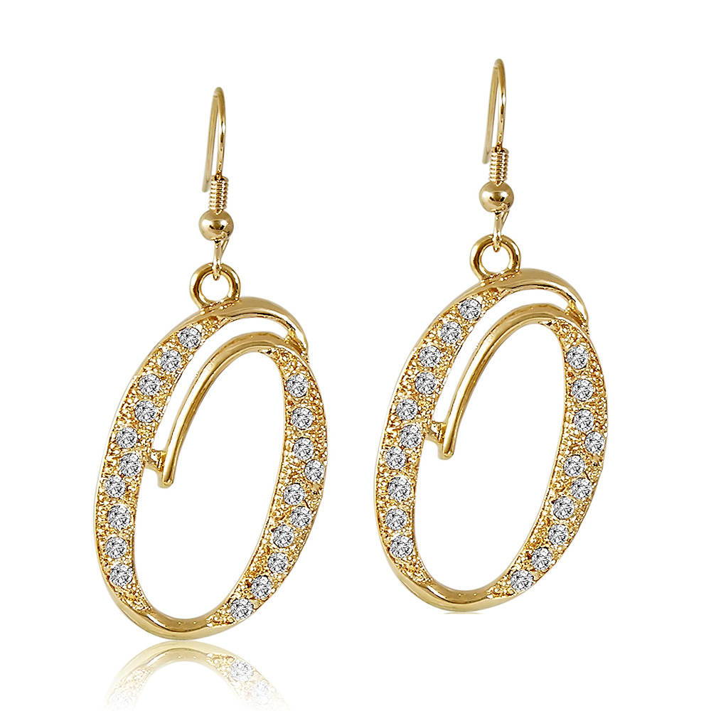 Initial Letter Fish Hook Earrings Gold-Tone, O