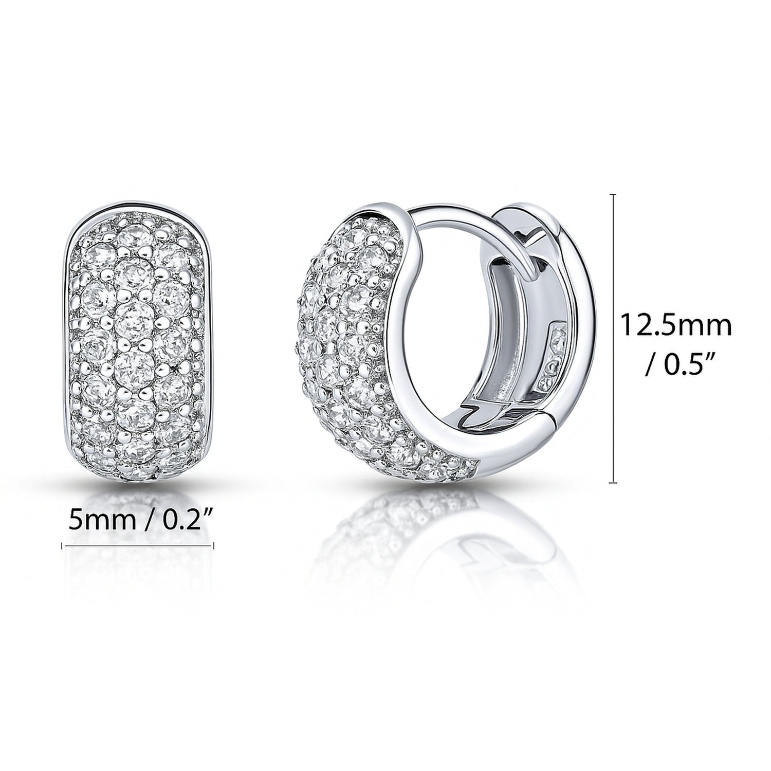 Dome CZ Huggie Earrings in Gold Flashed Sterling Silver, 2 Pairs