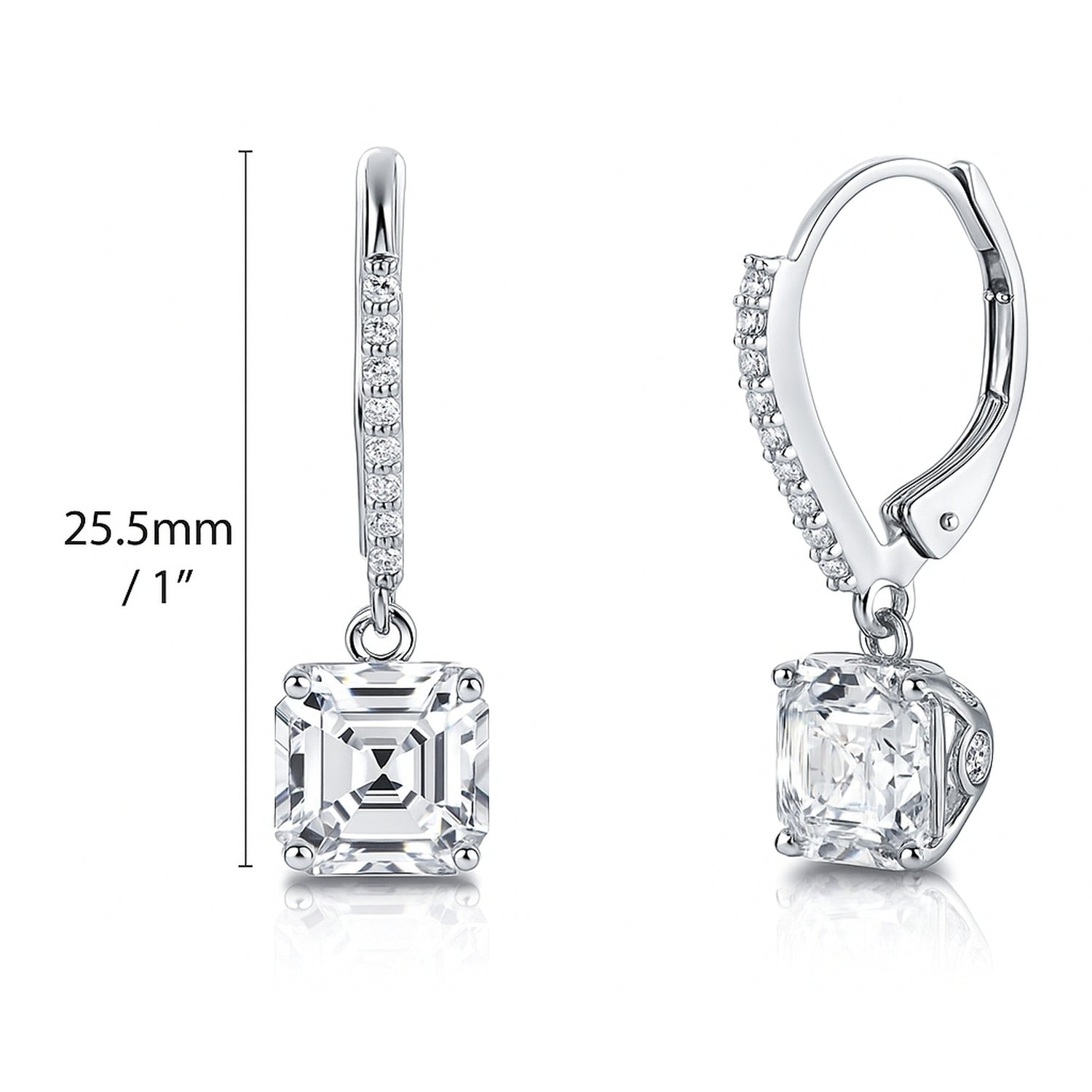 CZ Leverback Earrings in Sterling Silver