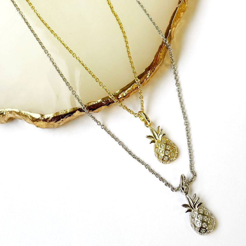 Pineapple CZ Necklace in Sterling Silver