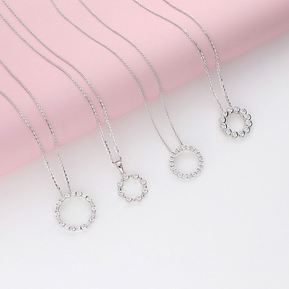 Open Circle CZ Necklace in Sterling Silver