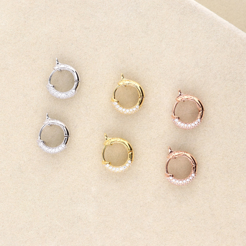 Dome CZ Mini Cartilage Huggie Earrings in Sterling Silver 0.5"