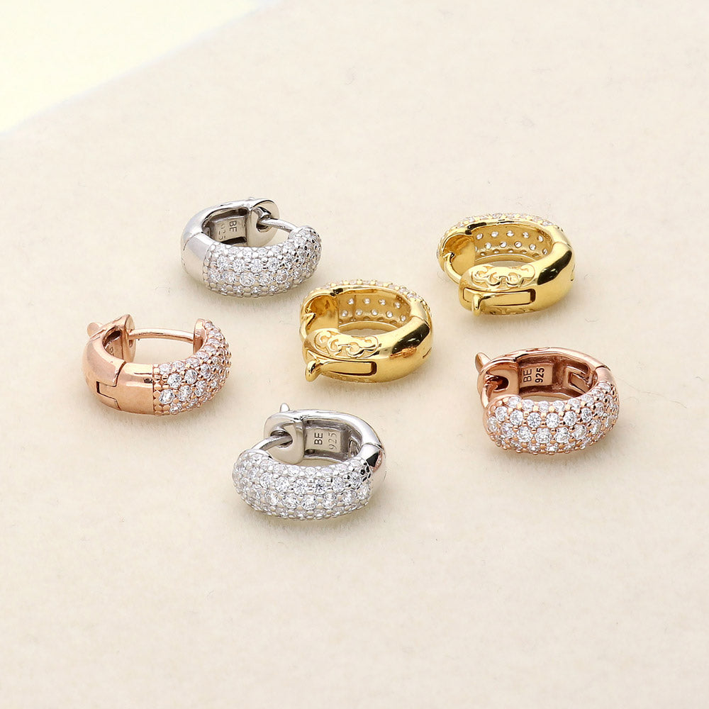 Dome CZ Mini Cartilage Huggie Earrings in Sterling Silver 0.5"